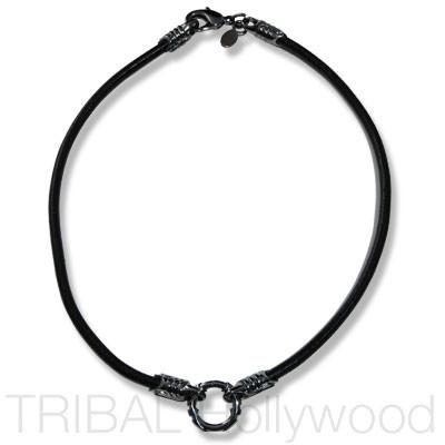 Leather Cord 5MM Black Braided Necklace - Sizes 14